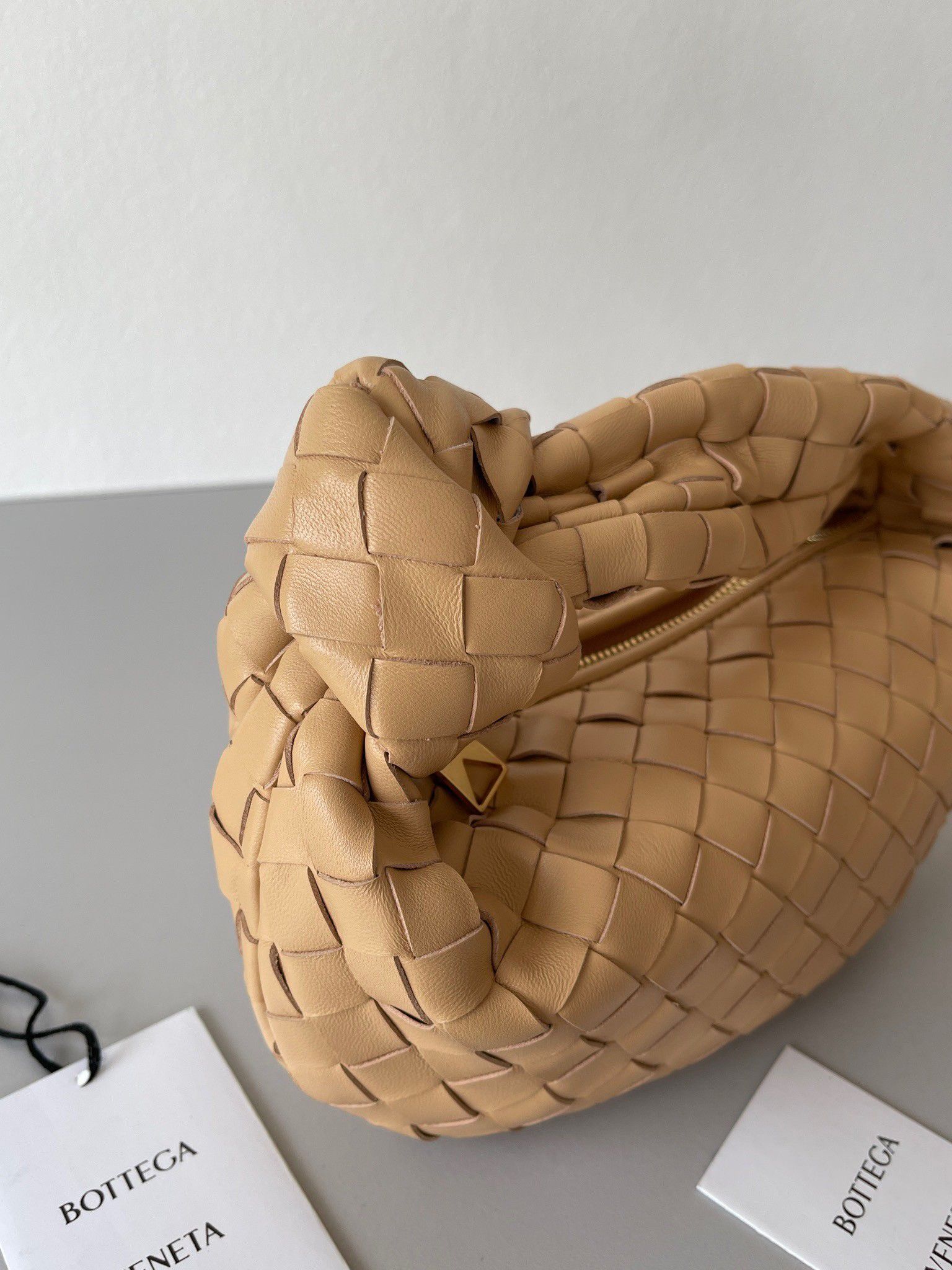 Bottega Veneta BV Jodie Mini Bag In Almond Intrecciato Lambskin