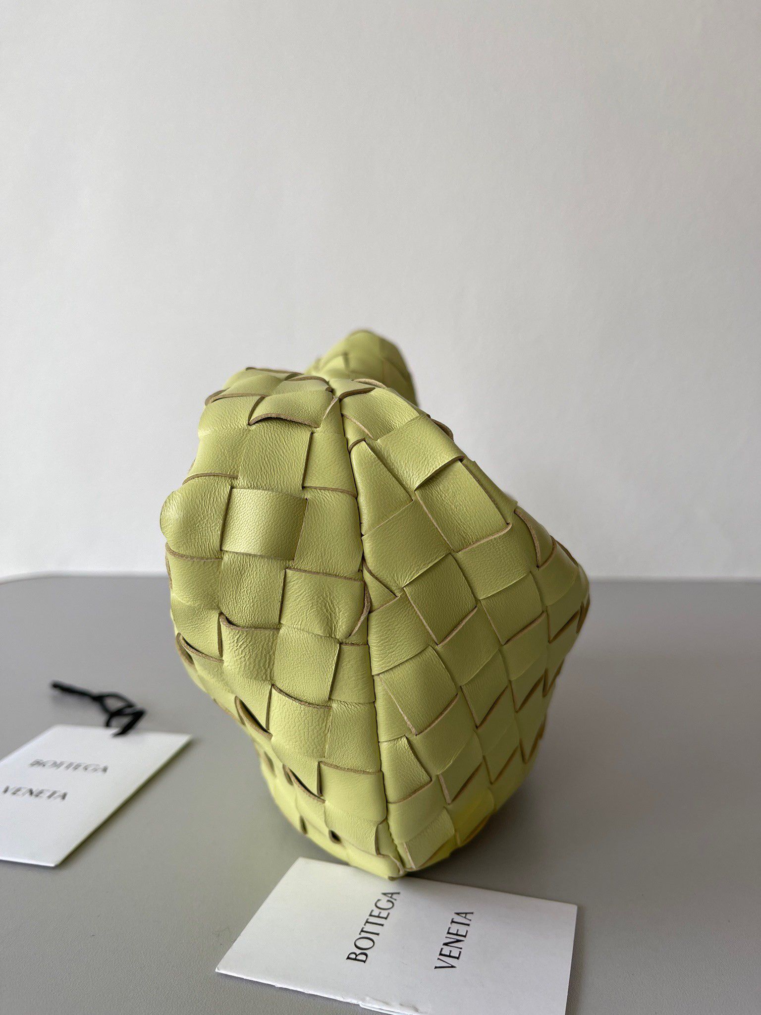 Bottega Veneta BV Jodie Mini Bag In Kiwi Intrecciato Lambskin