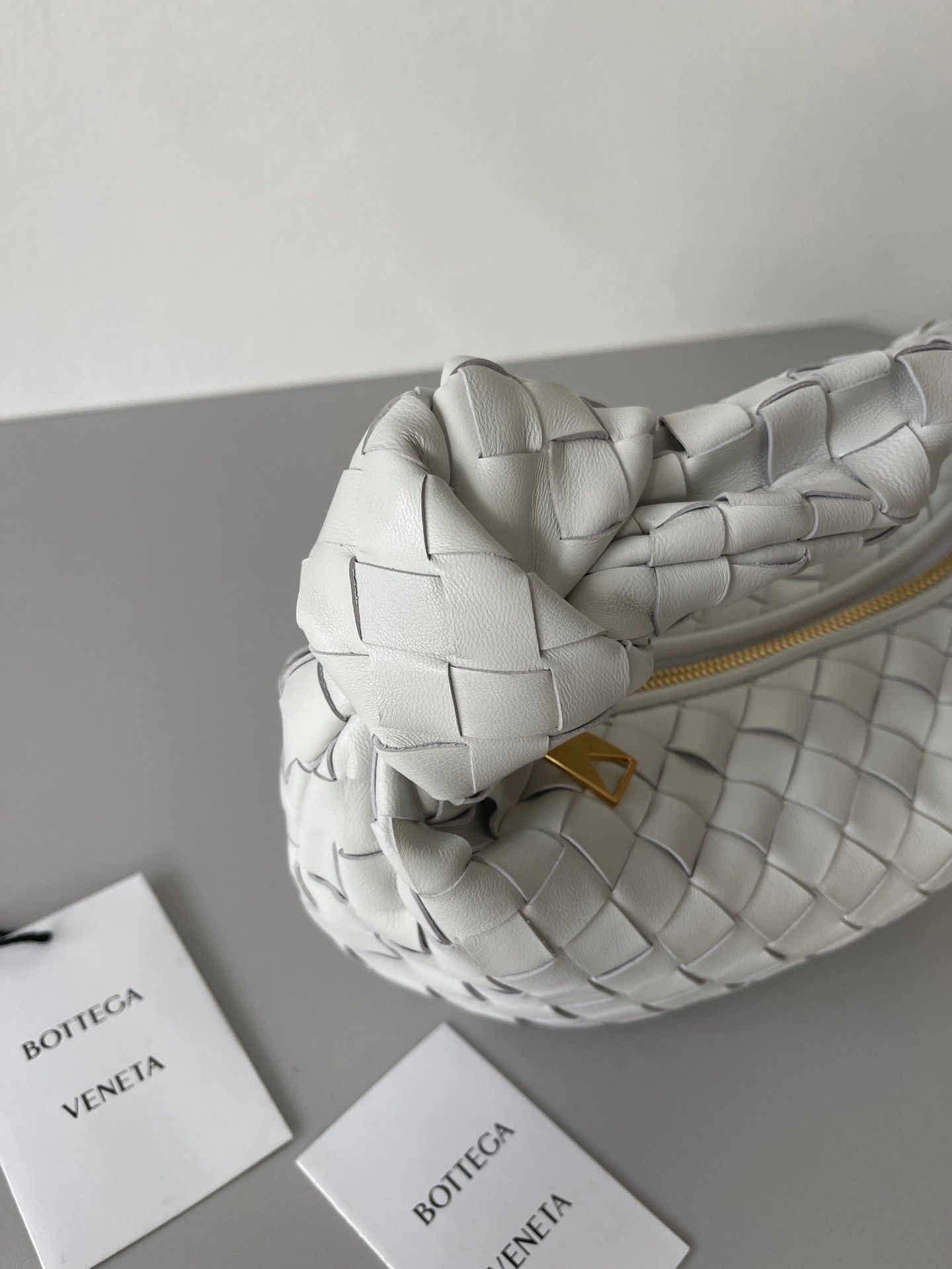 Bottega Veneta BV Jodie Mini Bag In White Intrecciato Lambskin