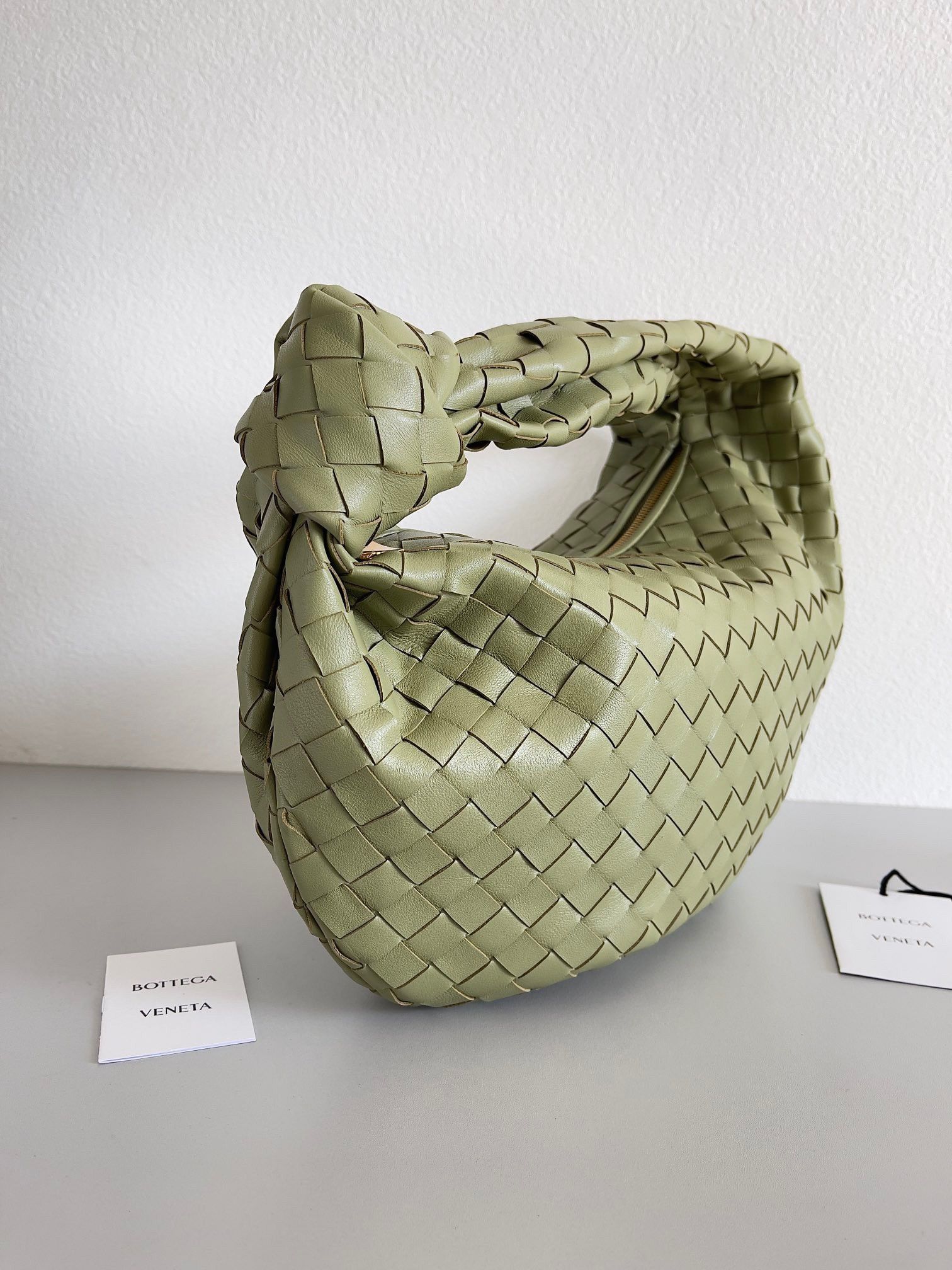 Bottega Veneta BV Jodie Teen Bag In Travertine Intrecciato Lambskin