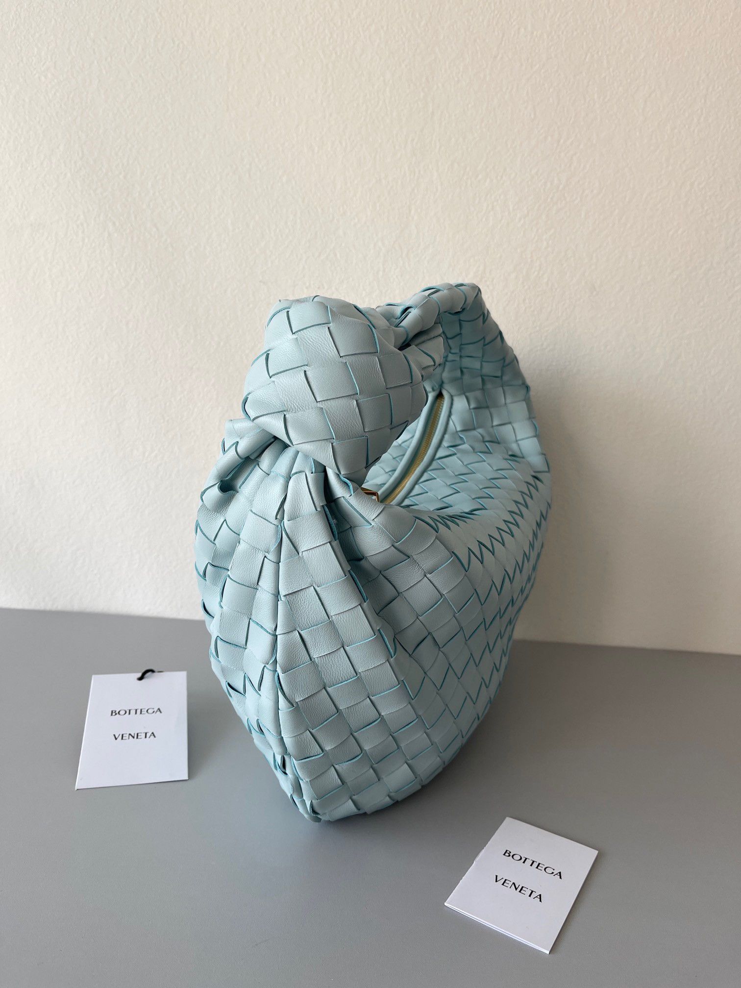 Bottega Veneta BV Jodie Teen Bag In Teal Washed Intrecciato Lambskin