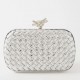 Bottega Veneta Knot Minaudiere Clutch In Silver Intreccio laminated Leather