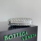 Bottega Veneta Knot Minaudiere Clutch In Silver Intreccio laminated Leather