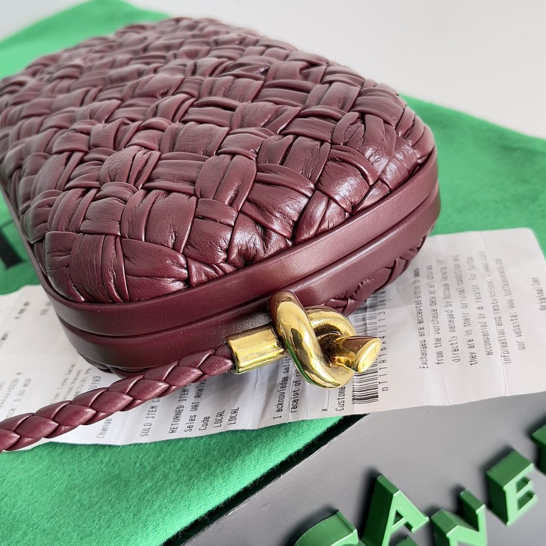 Bottega Veneta Knot Minaudiere On Strap In Barolo Foulard Intreccio