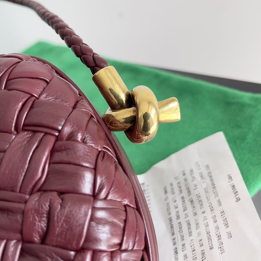 Bottega Veneta Knot Minaudiere On Strap In Barolo Foulard Intreccio