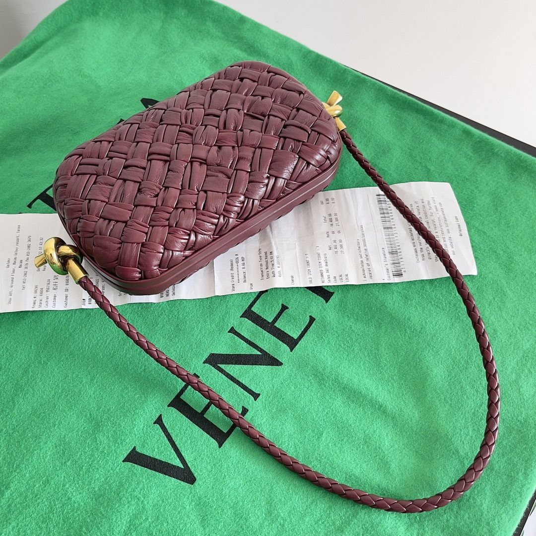 Bottega Veneta Knot Minaudiere On Strap In Barolo Foulard Intreccio