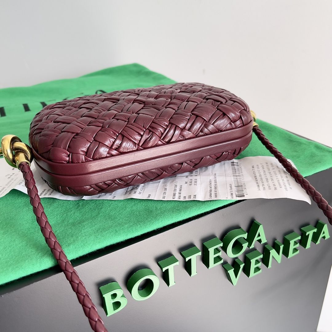 Bottega Veneta Knot Minaudiere On Strap In Barolo Foulard Intreccio