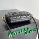 Bottega Veneta Knot Minaudiere On Strap In Black Foulard Intreccio Leather