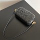 Bottega Veneta Knot Minaudiere On Strap In Black Foulard Intreccio Leather