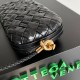 Bottega Veneta Knot Minaudiere On Strap In Black Foulard Intreccio Leather