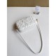 Bottega Veneta Knot Minaudiere On Strap In White Foulard Intreccio Leather