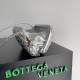 Bottega Veneta Knot Minaudiere On Strap In Silver Intreccio Laminated Leather