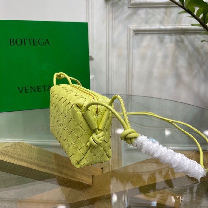 Bottega Veneta Loop Mini Bag In Kiwi Intrecciato Lambskin