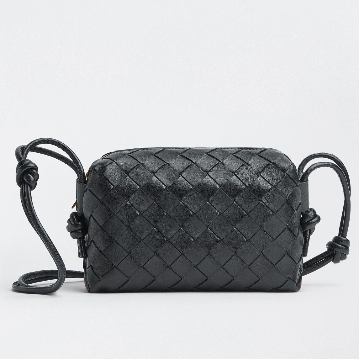 Bottega Veneta Loop Mini Bag In Black Intrecciato Lambskin