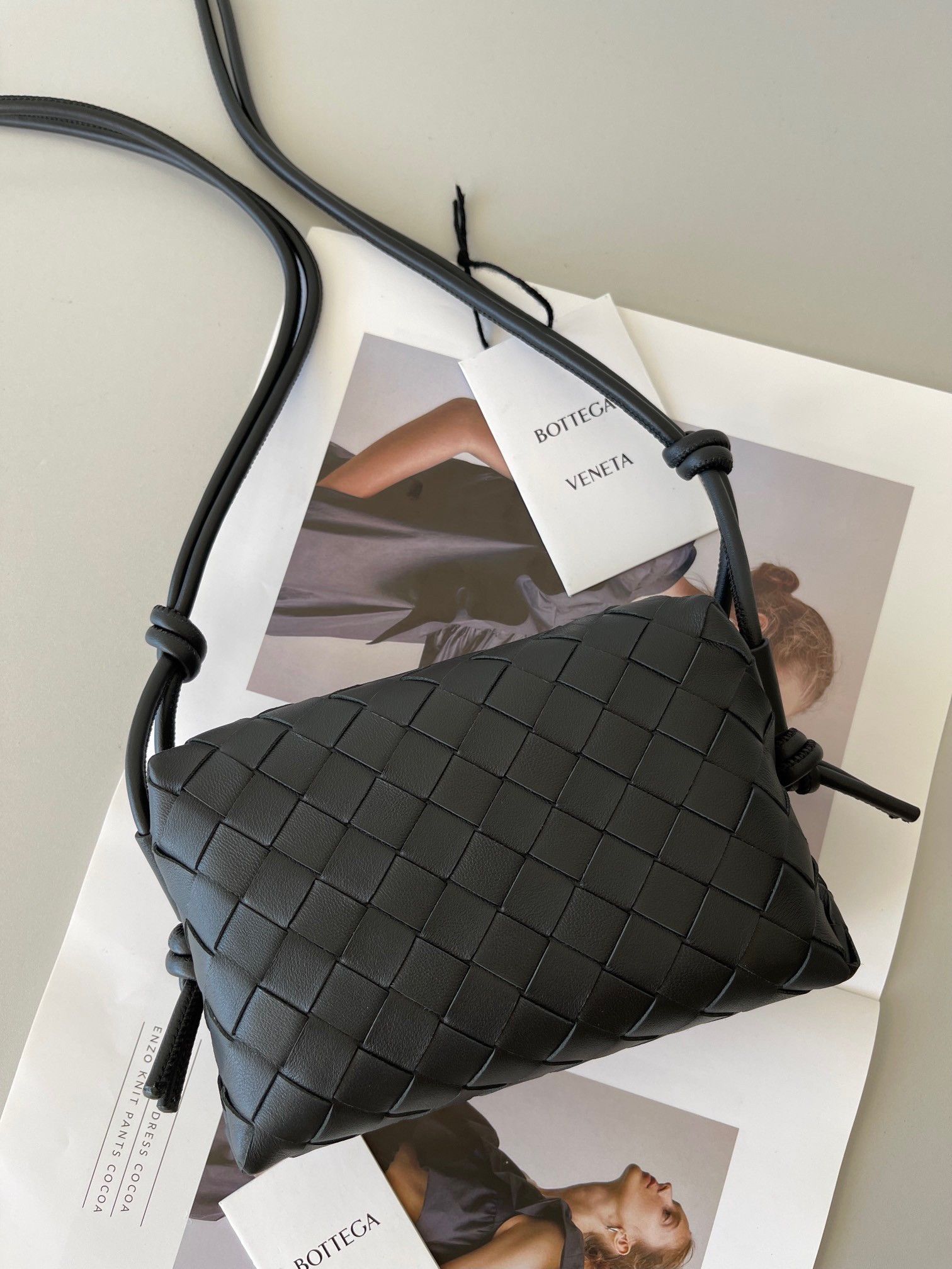 Bottega Veneta Loop Mini Bag In Black Intrecciato Lambskin