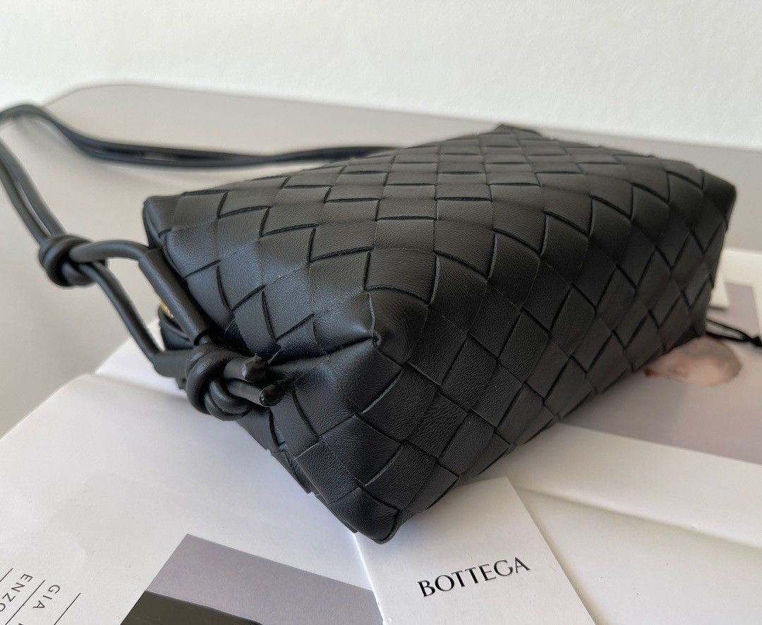 Bottega Veneta Loop Mini Bag In Black Intrecciato Lambskin