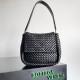 Bottega Veneta Cobble Small Bag in Black Intrecciato Leather