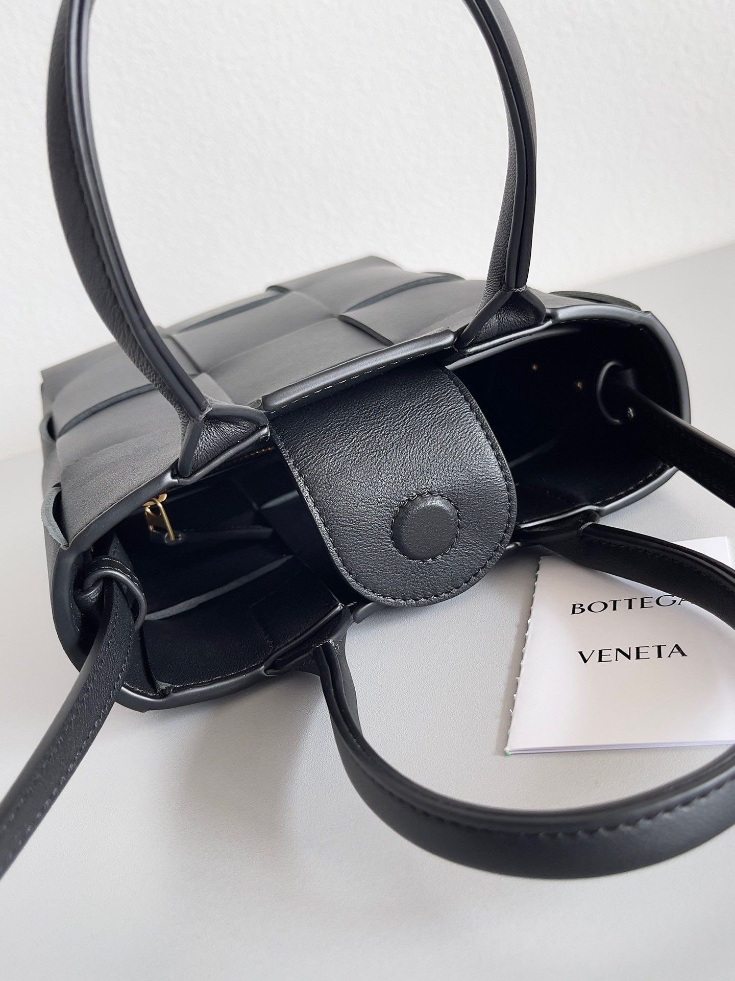 Bottega Veneta Cassette Mini Tote Bag In Black Lambskin