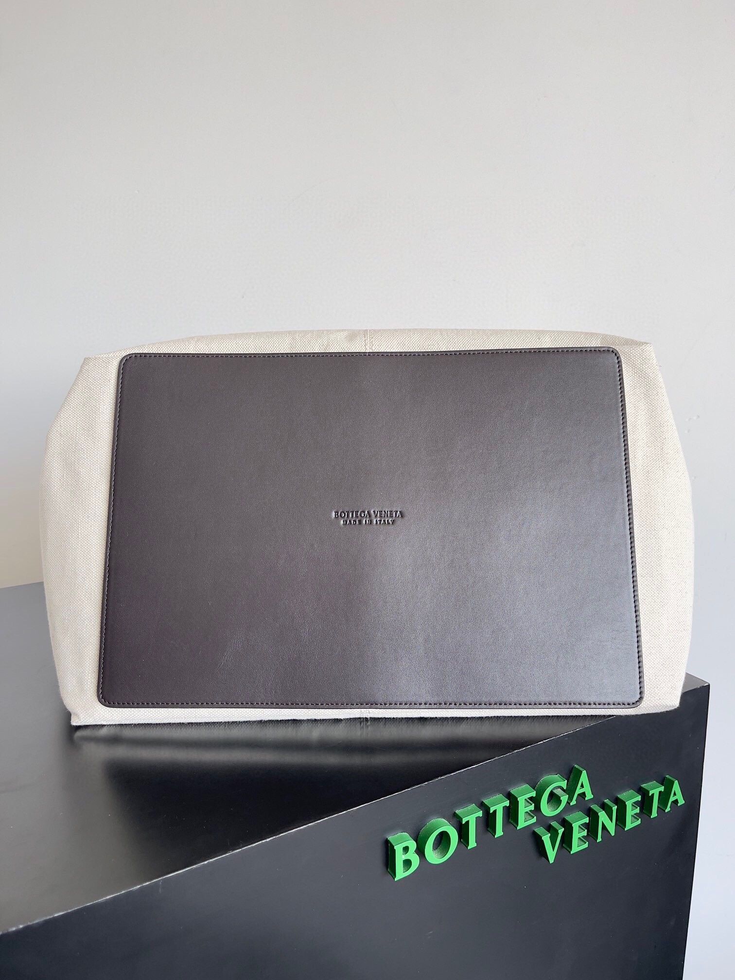 Bottega Veneta Large Flip Flap Bag in Canvas with Fondant Leather