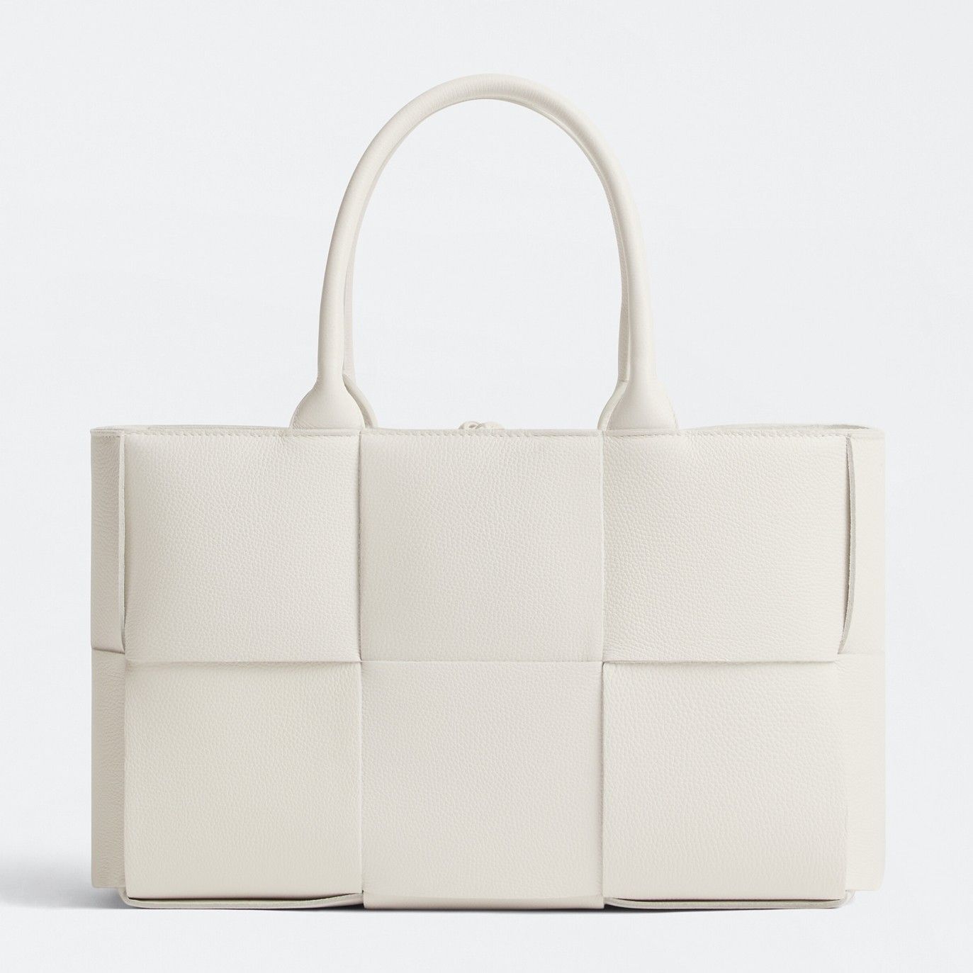 Bottega Veneta Arco Small Tote In White Grained Calfskin