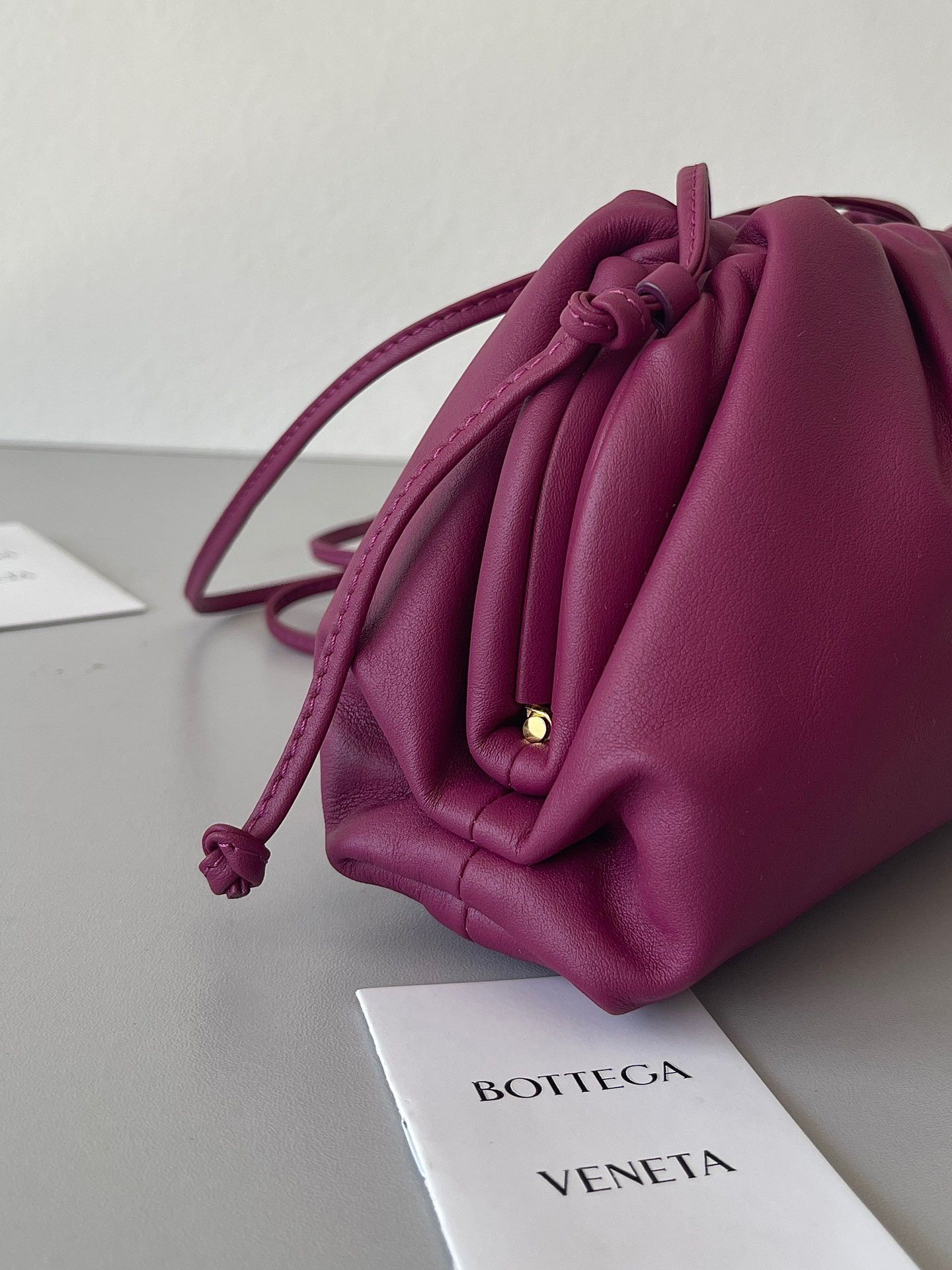 Bottega Veneta Mini Pouch with Strap in Cinnabar Calfskin