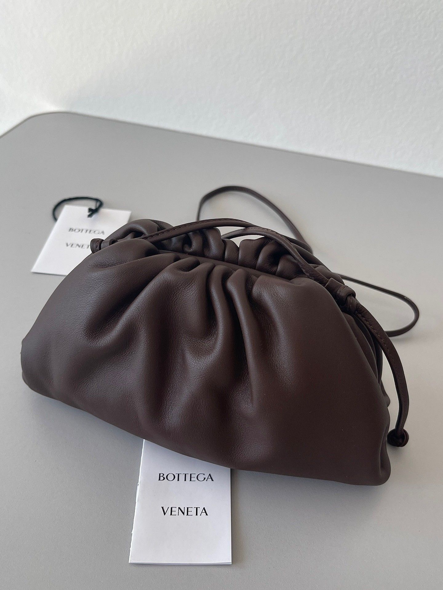 Bottega Veneta Mini Pouch with Strap in Fondant Calfskin