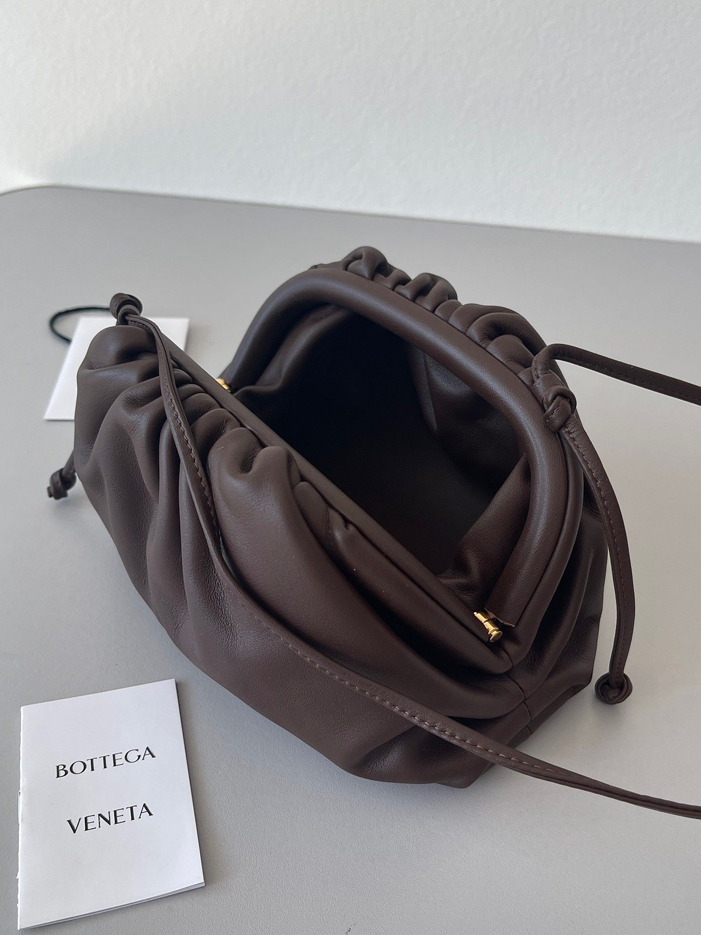 Bottega Veneta Mini Pouch with Strap in Fondant Calfskin