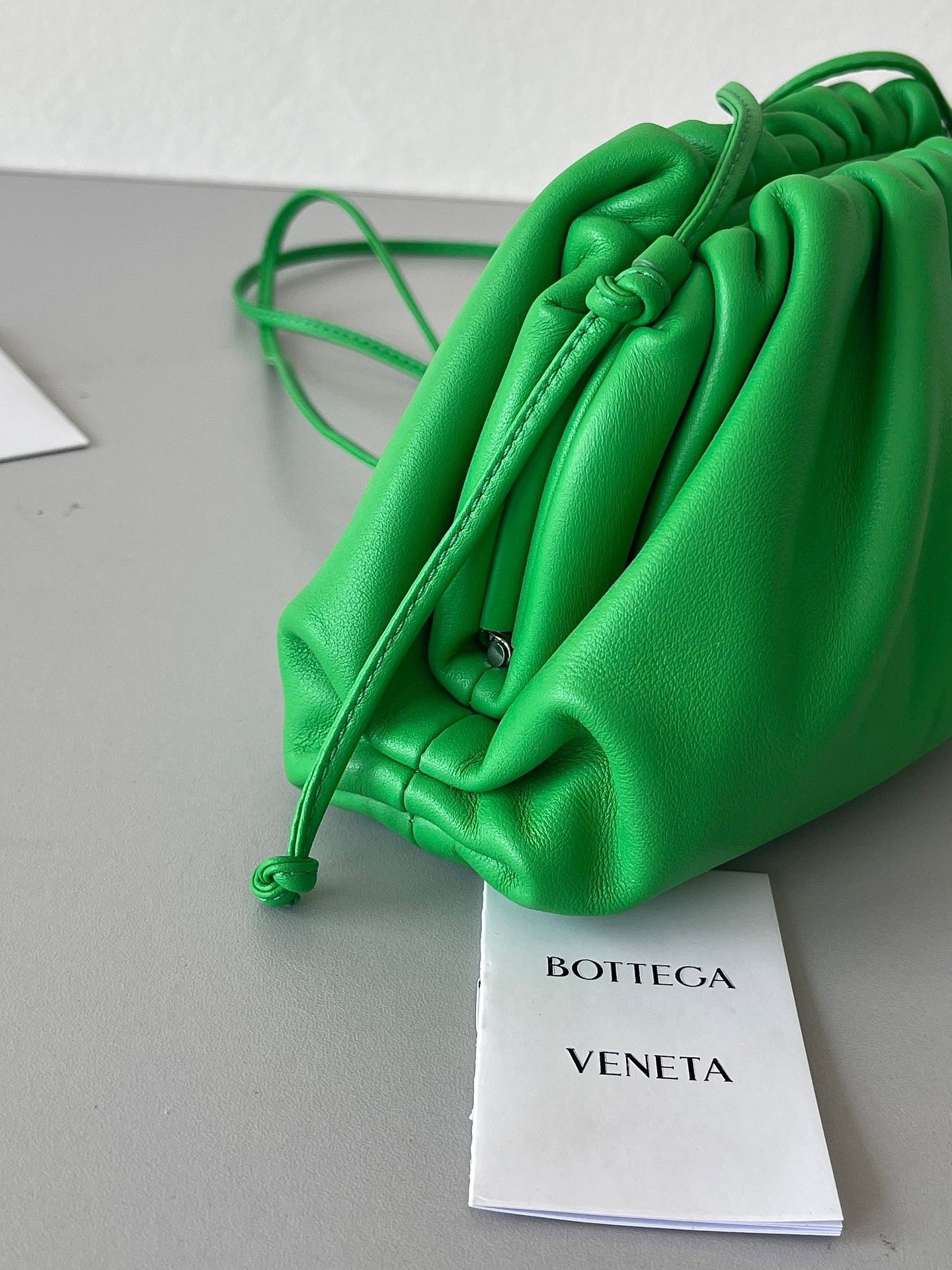 Bottega Veneta Mini Pouch with Strap in Parakeet Calfskin