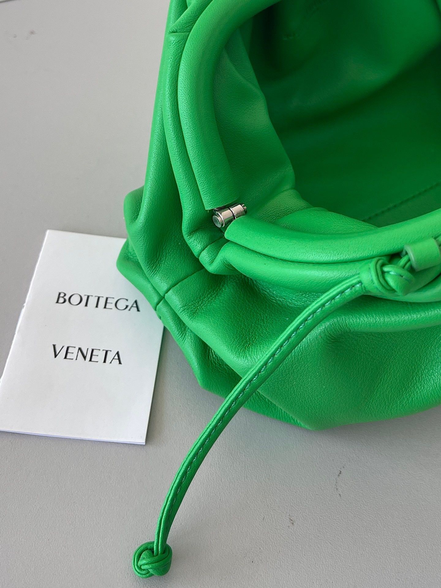 Bottega Veneta Mini Pouch with Strap in Parakeet Calfskin