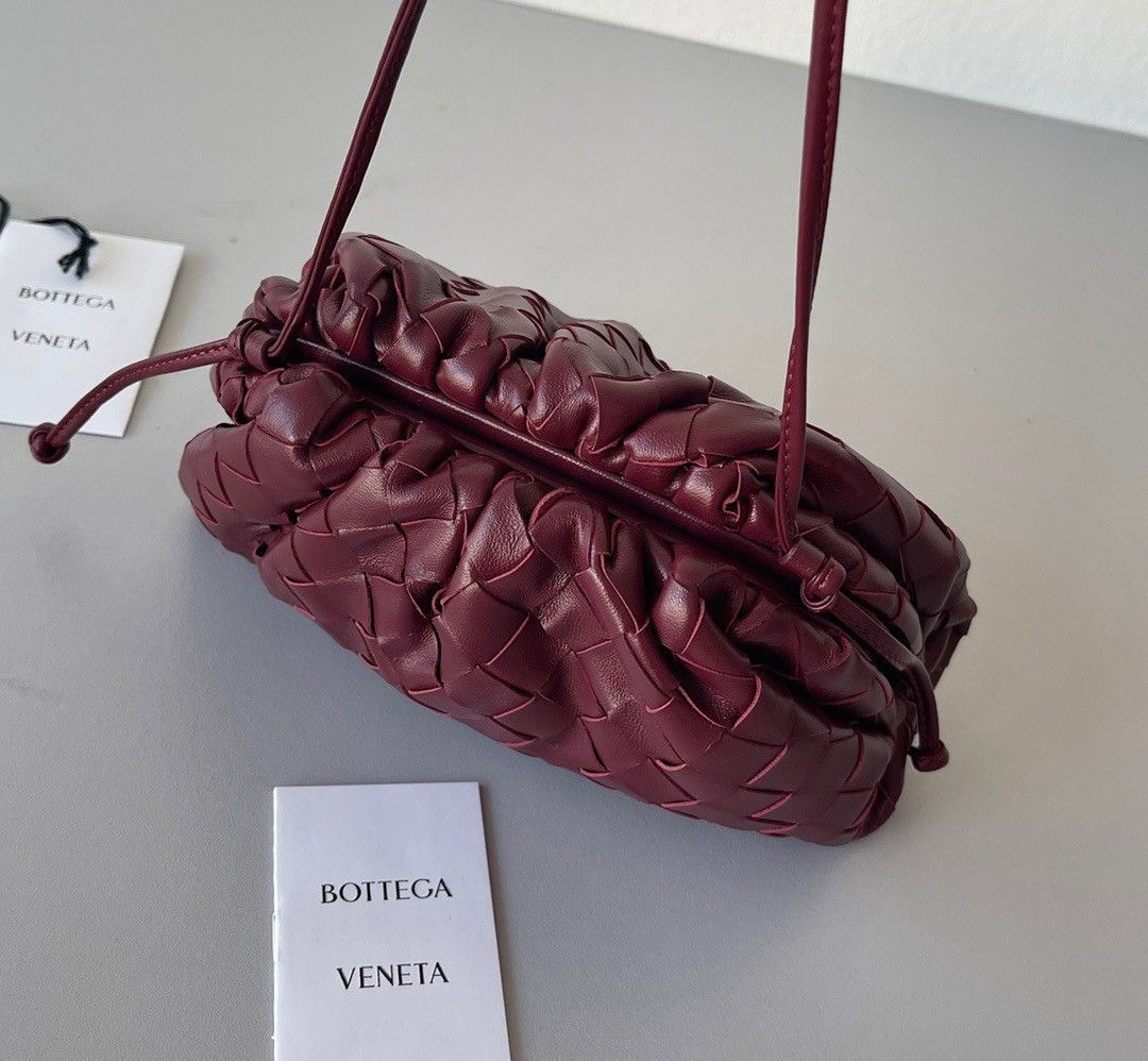 Bottega Veneta Mini Pouch with Strap in Bordeaux Intrecciato Lambskin