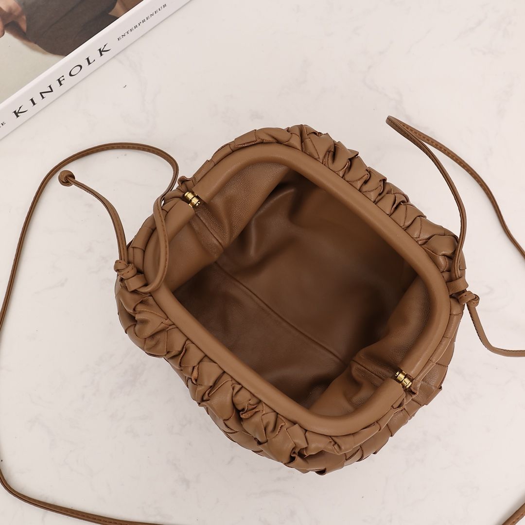 Bottega Veneta Mini Pouch with Strap in Caramel Intrecciato Lambskin