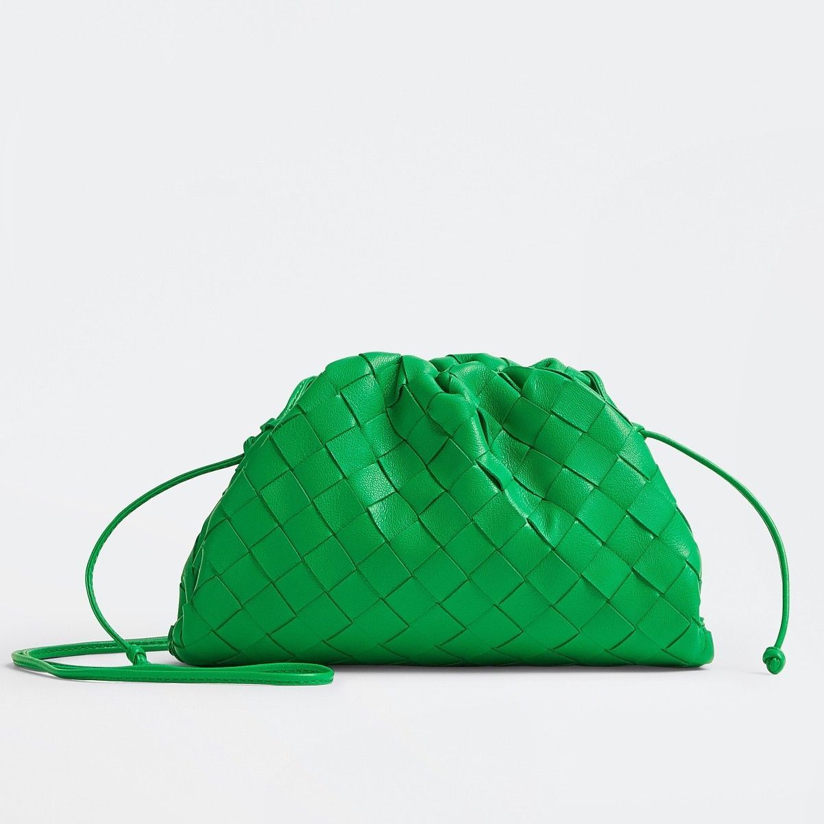 Bottega Veneta Mini Pouch with Strap in Parakeet Intrecciato Lambskin