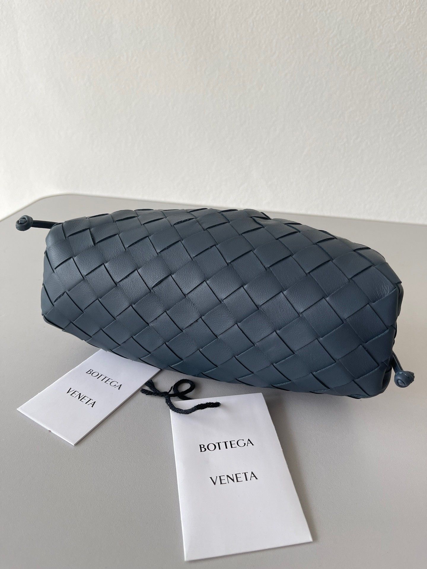 Bottega Veneta Mini Pouch with Strap in Space Intrecciato Lambskin