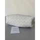 Bottega Veneta Mini Pouch with Strap in White Intrecciato Lambskin