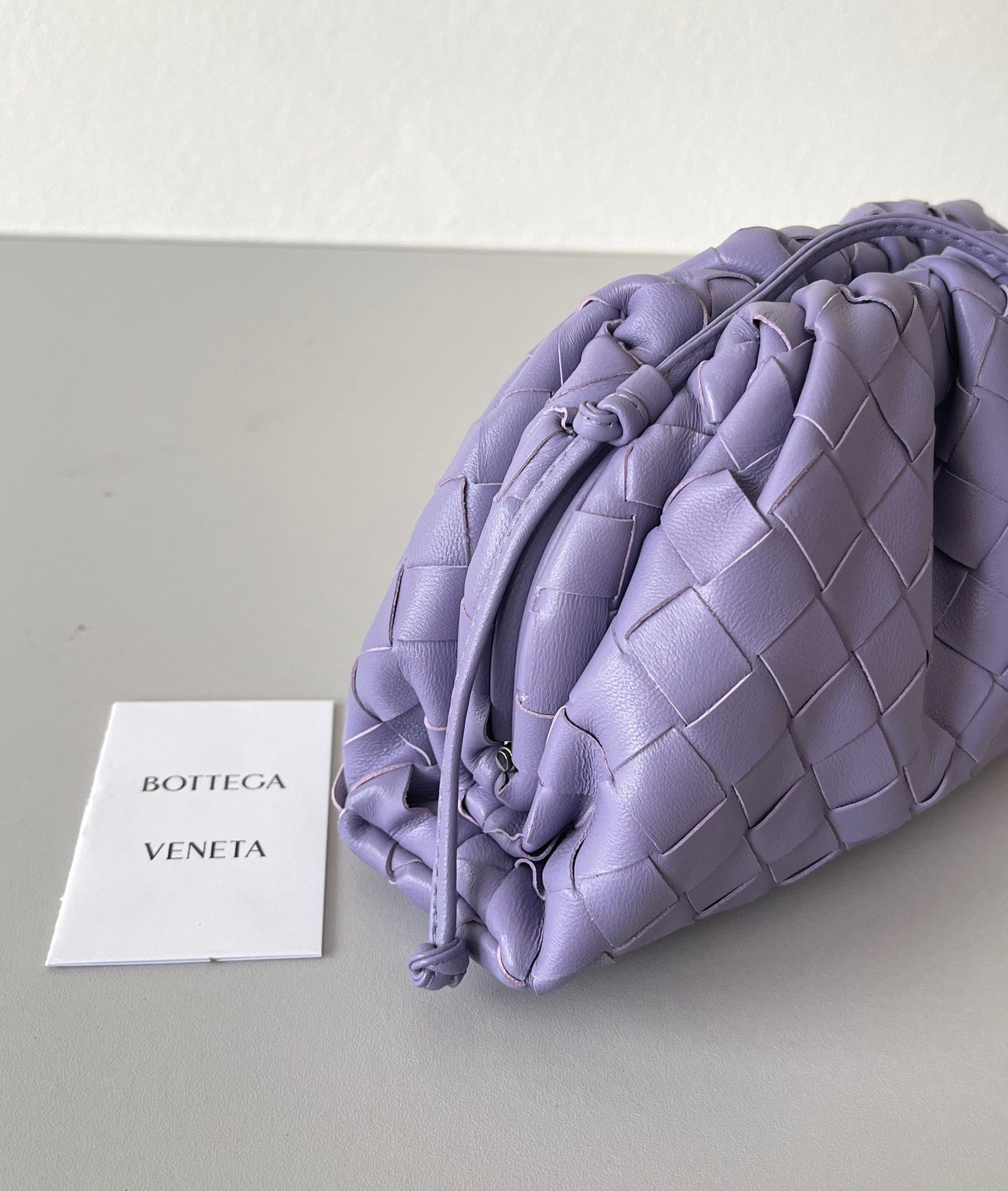 Bottega Veneta Mini Pouch with Strap in Wisteria Intrecciato Lambskin