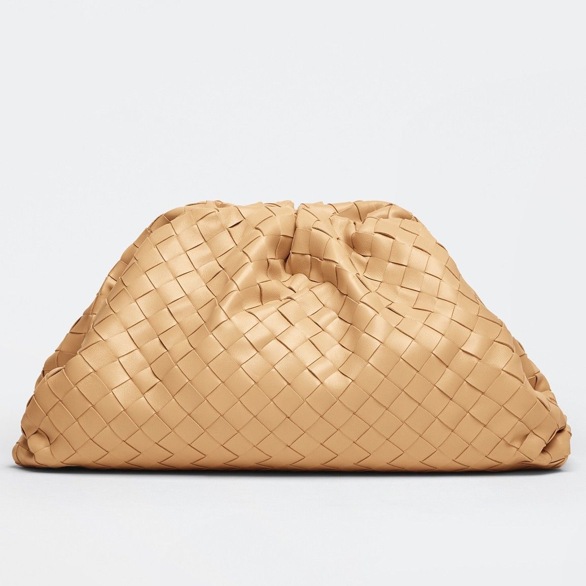 Bottega Veneta Large Pouch Clutch Bag In Beige Intrecciato Lambskin