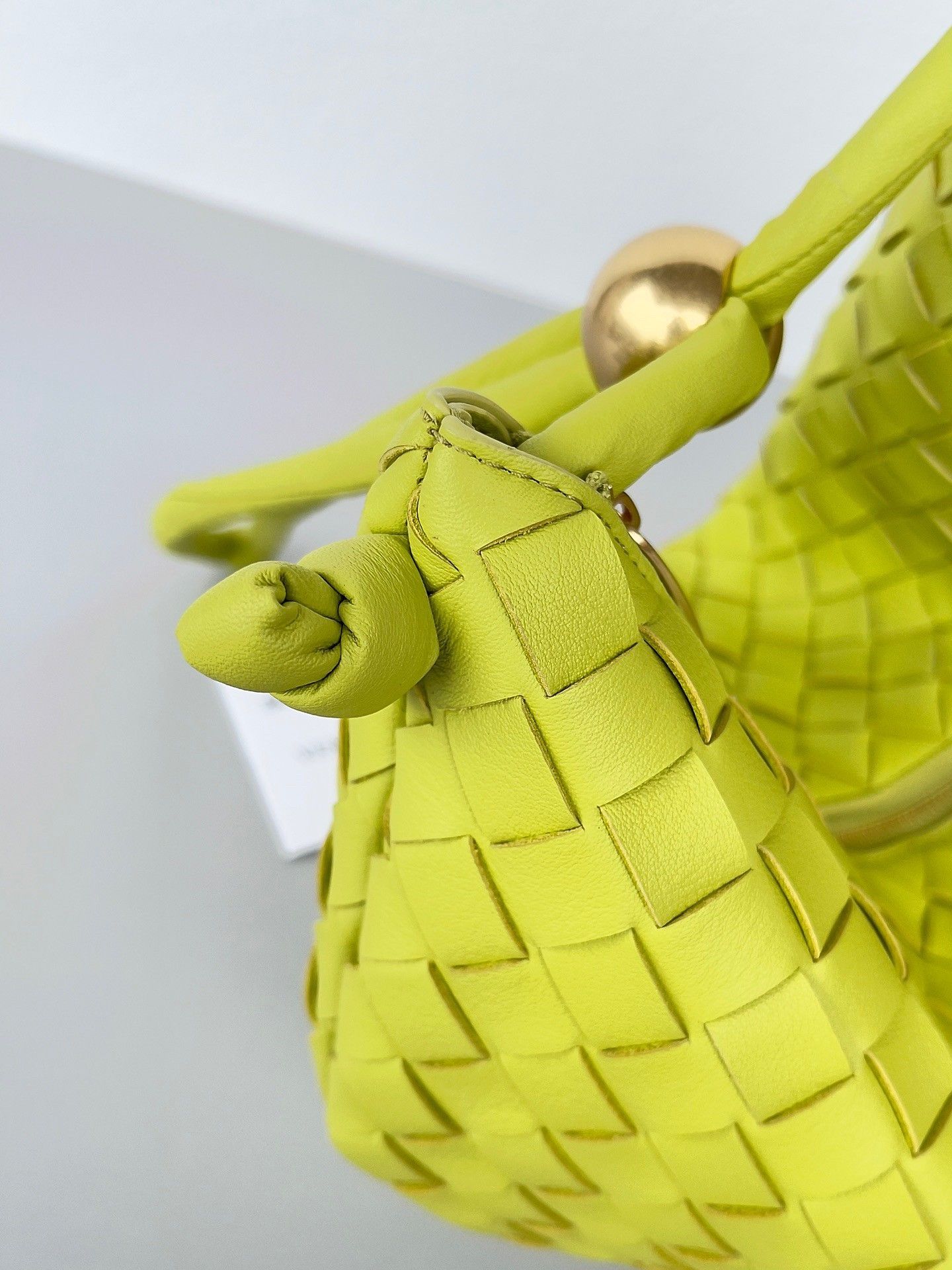 Bottega Veneta Turn Bag In Acid Kiwi Intrecciato Lambskin