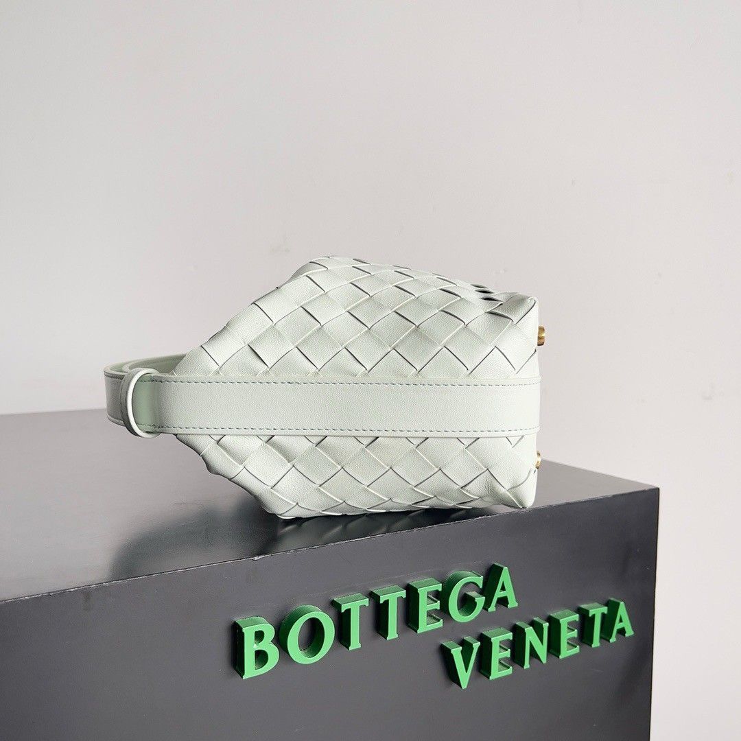 Bottega Veneta Mini Wallace Bag in Glacier Intrecciato Calfskin