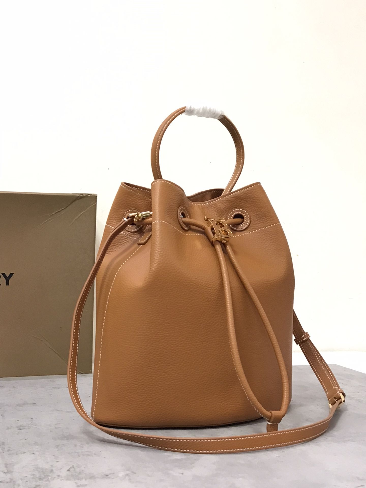 Burberry Small TB Bucket Bag Warm Russet Brown