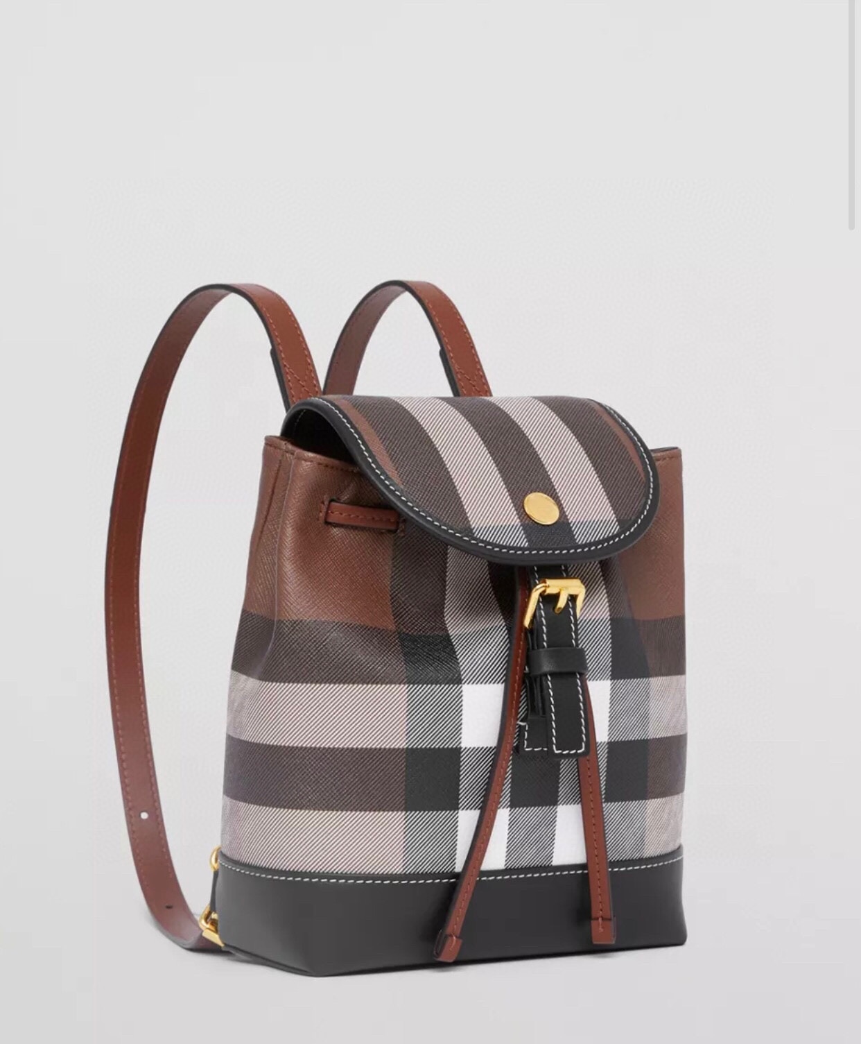 Burberry Mini Check Backpack Dark Birch Brown