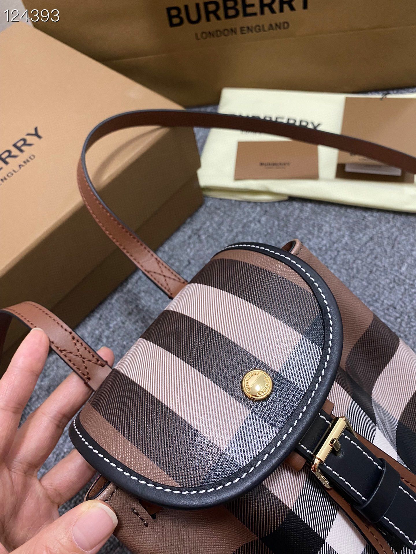 Burberry Mini Check Backpack Dark Birch Brown