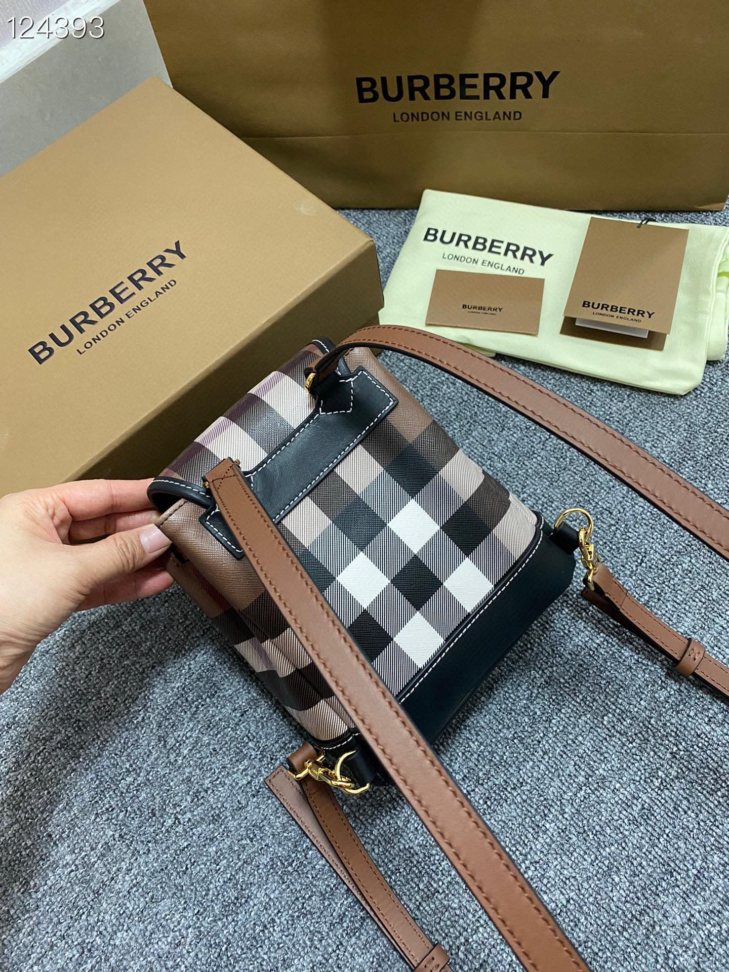 Burberry Mini Check Backpack Dark Birch Brown