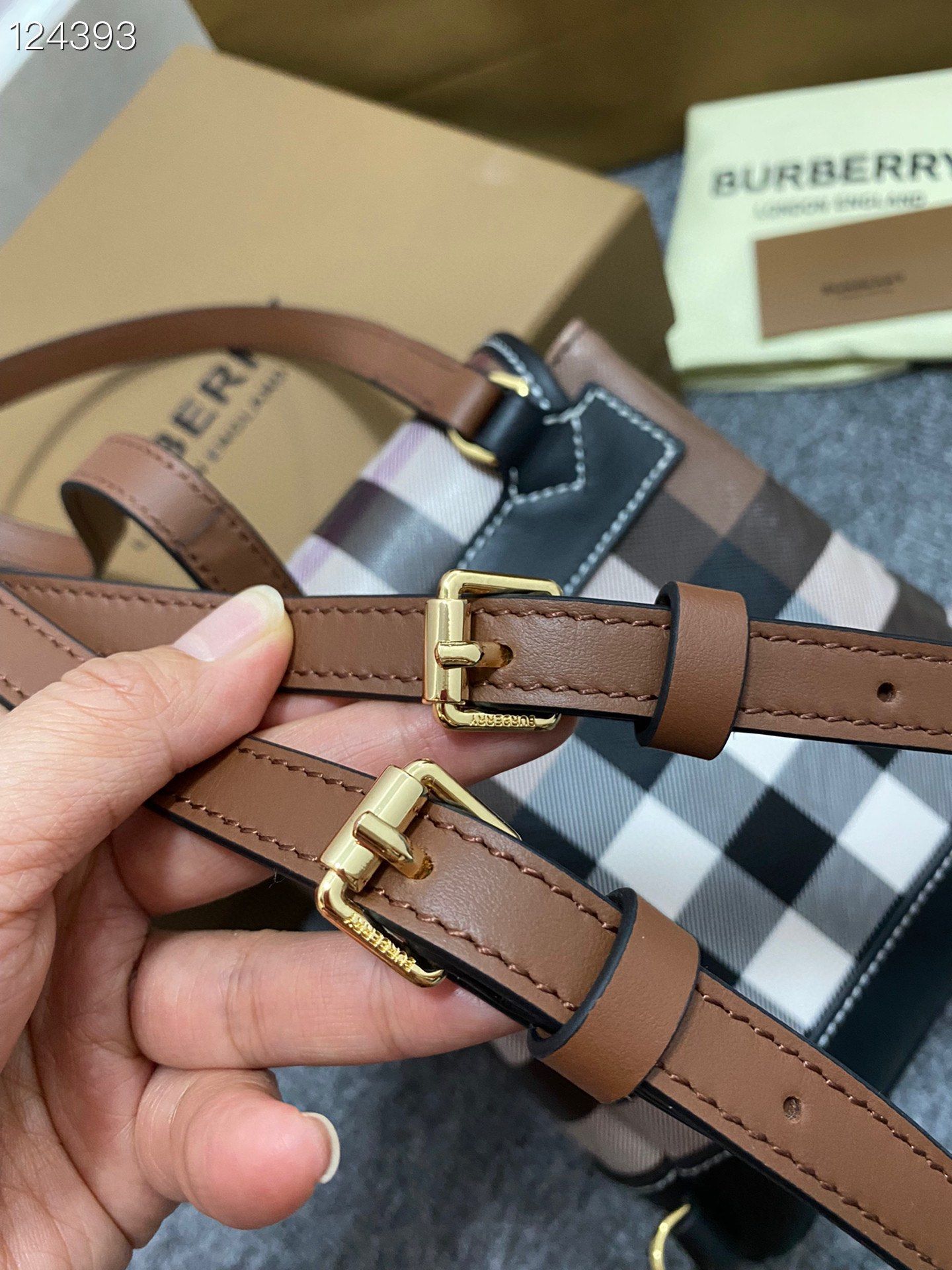 Burberry Mini Check Backpack Dark Birch Brown