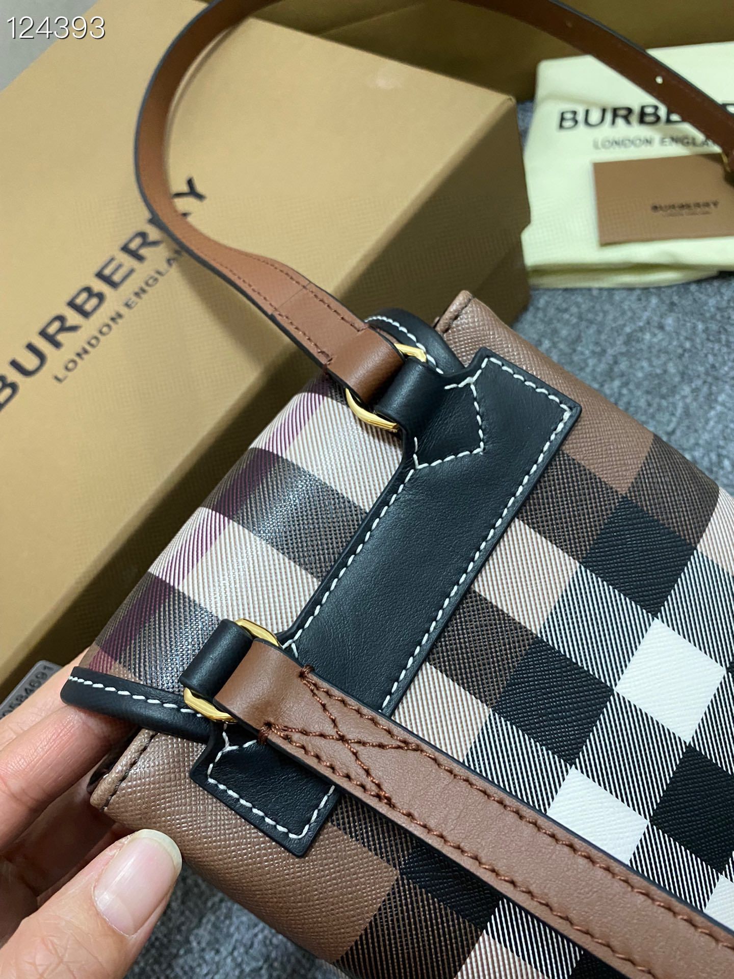 Burberry Mini Check Backpack Dark Birch Brown