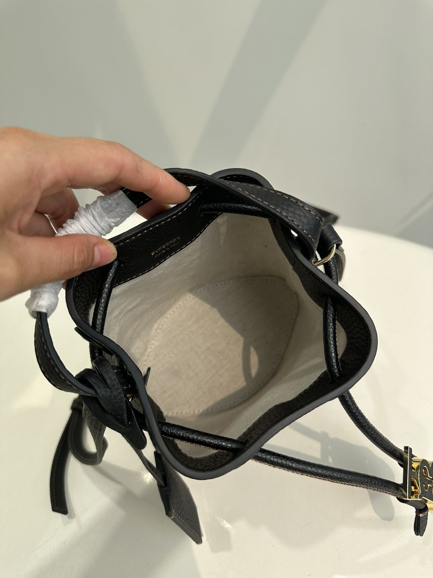 Burberry Mini TB Bucket Bag Black