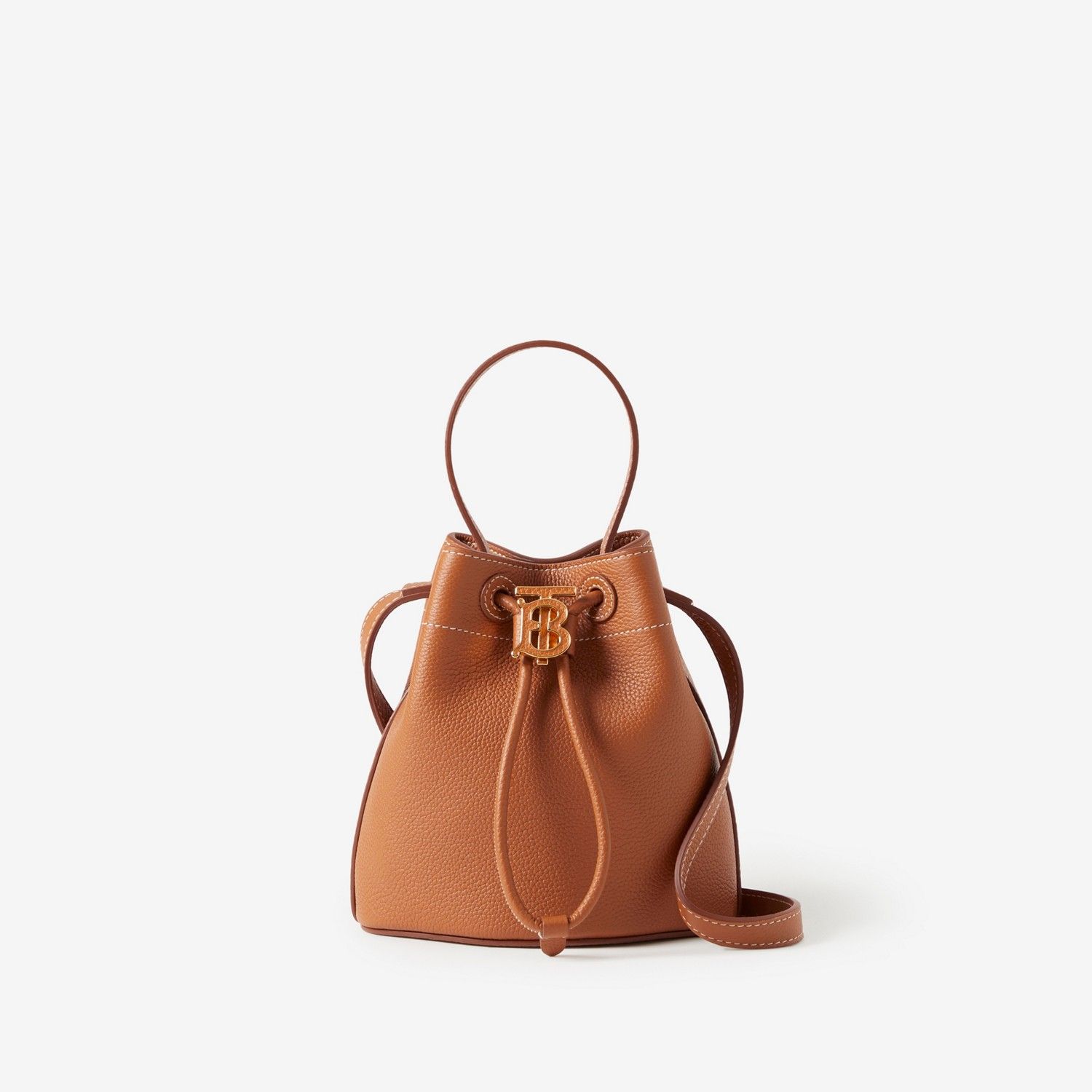 Burberry Mini TB Bucket Bag Warm Russet Brown