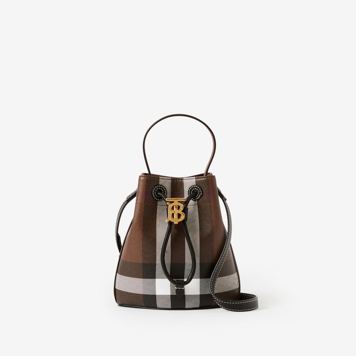 Burberry Mini TB Bucket Bag Dark Birch Brown