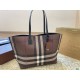 Burberry Medium Check Tote Dark Birch Brown