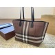 Burberry Medium Check Tote Dark Birch Brown