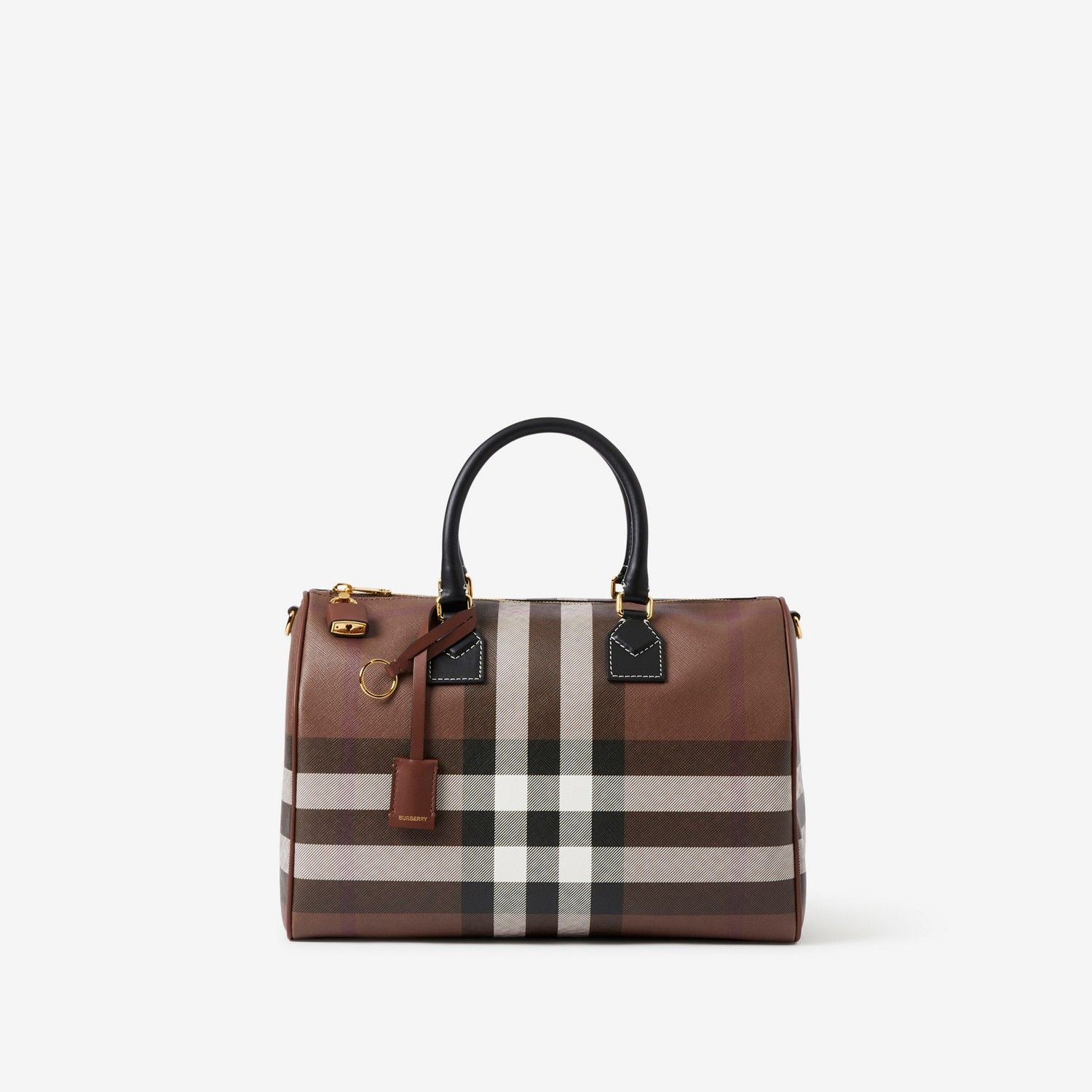 Burberry Medium Check Bowling Bag Dark Birch Brown